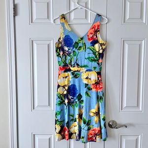Gilli blue floral tank top summer spring dress L large